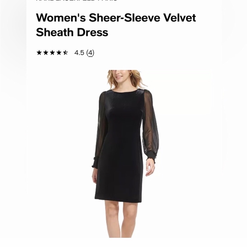 karl lagerfeld paris sheer sleeve velvet sheath dress